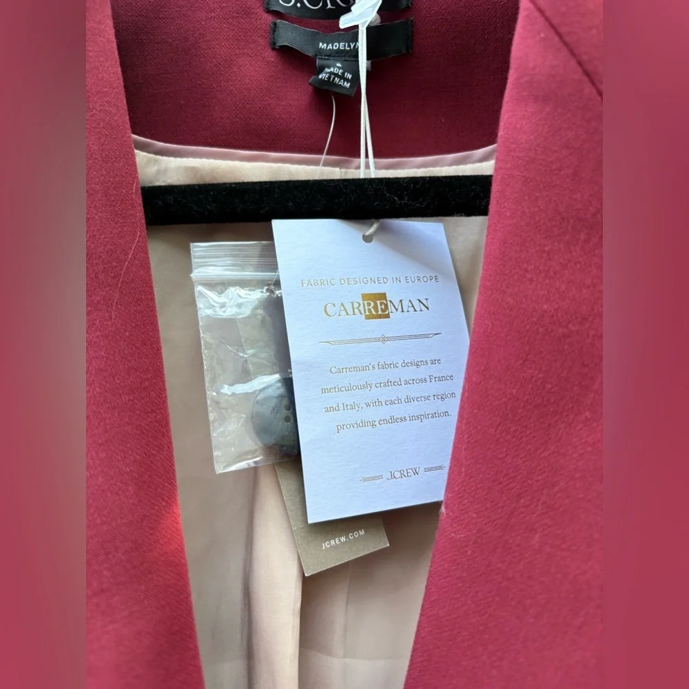 J. Crew Madelyn Blazer + Kaya Pants Crimson Bloom New with Tags!